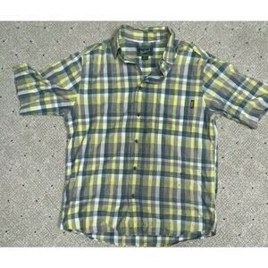 Woolrich Men's Blue Yellow Plaid Cotton Button Down size M